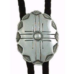 Silver Concho Bolo Tie - Small Zia